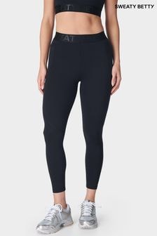 Sweaty Betty Black Power 7/8 Elastic Waist Gym Leggings (AT8449) | $151