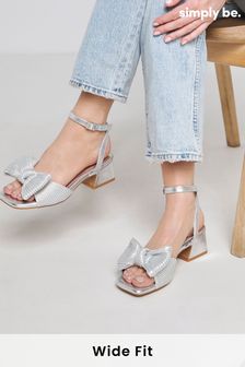 Simply Be Silver Wide Fit Low Heel Occasion Sandals (AT9341) | $65