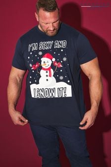 BadRhino Big & Tall Blue 100% Cotton Sexy Snowman Christmas T-Shirt (AT9663) | $33