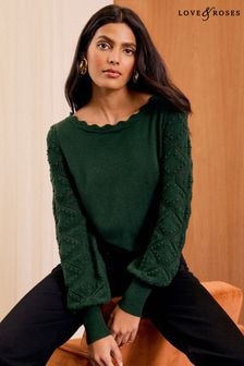 Love & Roses Green Fine Gauge Stitch Detail Jumper (AU0143) | $69