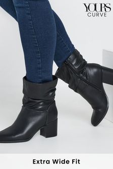 Yours Curve Black Extra Wide Fit Wide Fit Slouch Ankle PU Boots (AU0185) | $86