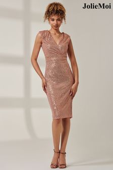 Knee length rose gold dress online