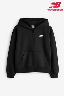 New Balance Black Small Girls Brush Back Logo Zip Hoodie (AU0410) | $86 - $103