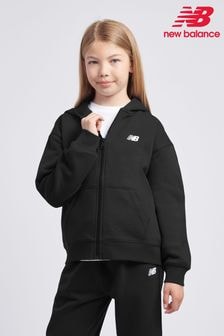 New Balance Black Small Girls Brush Back Logo Zip Hoodie (AU0410) | $86 - $103