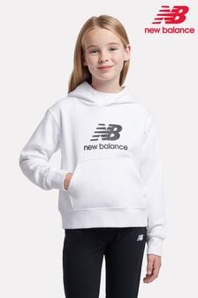 Weiß - New Balance Girls Brush Back Stacked Logo Hoodie (AU0652) | 69 € - 83 €