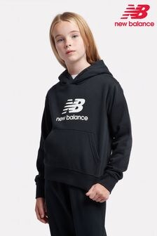 New Balance Black Girls Brush Back Stacked Logo Hoodie (AU0660) | $77 - $93