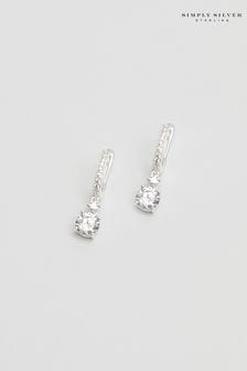 Simply Silver Tone 925 Cubic Zirconia Crystal Stone Huggie Hoop Earrings (AU0972) | ‏191 ر.س‏