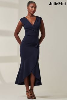 Jolie Moi Blue Tara Sleeveless Draped Maxi Dress (AU1195) | $135