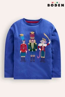 Boden Blue Fun Superstitch Grid Christmas/Festive 100% Cotton T-Shirt (AU1488) | $36 - $39