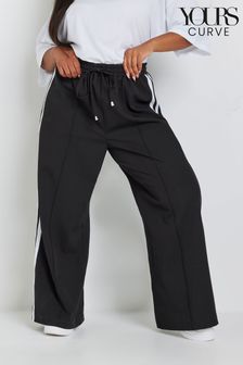 Yours Curve Black Double Side Stripe Wide Leg Trousers (AU1543) | $53