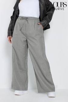 Yours Curve Grey Woven Pinstripe Wide Leg Trousers (AU1901) | $53