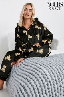 Yours Curve Black Teddy Bear Print Onesie (AU1921) | $58