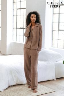 Chelsea Peers Brown Bouclé Knit Co-ord Top & Joggers Set (AU4284) | $103