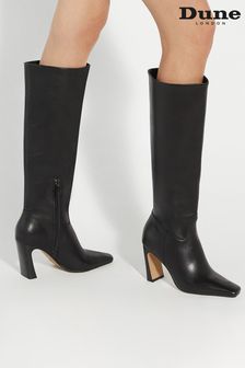 Dune black suede knee high boots clearance