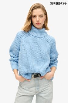 Blue knitted jumper womens store