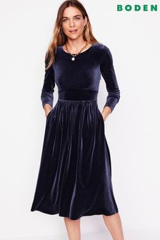 Boden Blue Petite Thea Velvet Jersey Midi Dress (AU5695) | kr1,399