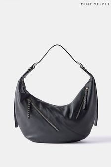 Mint Velvet Black Leather Slouchy Bag (AU5912) | OMR81