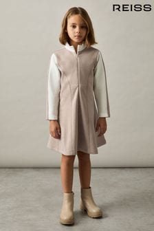 Reiss Ecru Kelly Jersey Contrast-Stitch Flared Dress (AU6791) | $88