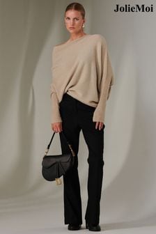 Jolie Moi Ecru Off The Shoulder Soft Knit Jumper (AU6851) | $103