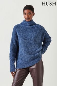 Hush Blue Bailey Relaxed Boucle Funnel Jumper (AU7028) | $188