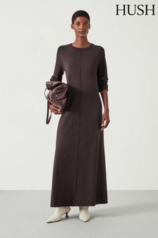 Hush Brown Talen Long Sleeved Knitted Maxi Dress (AU7113) | kr2 320