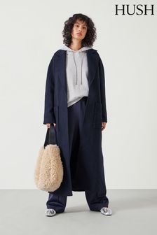 Hush Blue Kaitlin Relaxed Wool Blend Herringbone Coat (AU7175) | $446