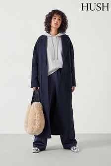 Hush Blue Kaitlin Relaxed Wool Blend Herringbone Coat (AU7175) | $446