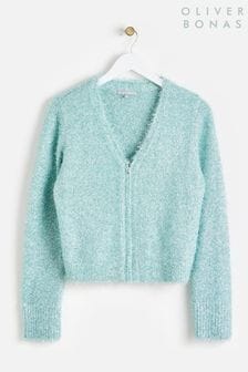 Oliver Bonas Green Mint Sparkly Knitted Cardigan (AU8308) | $111