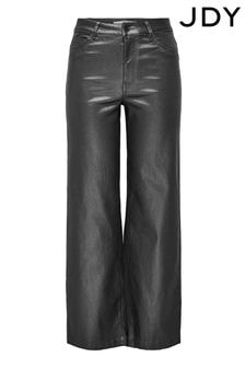 JDY Grey High Waisted Wide Leg Metallic Coated Jeans (AU8752) | $77