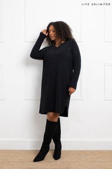Women s Black Jumper Dress Knee Length Cashmere Dresses Next Luxembourg
