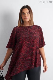 Live Unlimited Red Leopard Print Asymmetric Top (AU8961) | kr1 240