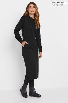 Long Tall Sally Black Sweatshirt Midi Dress (AU9037) | $67