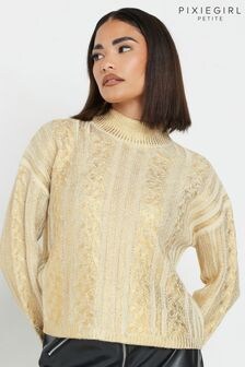 PixieGirl Petite Gold Metallic Cable Jumper (AU9186) | $58