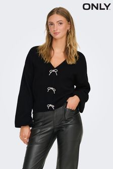 ONLY Black Long Sleeve Bow Embellished Cardigan (AU9213) | $69