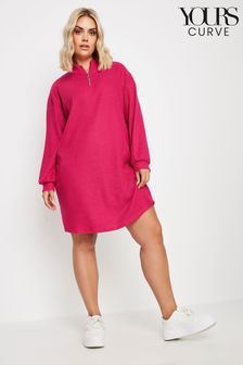 Yours Curve Pink Soft Touch Zip Neck Jumper Dress (AU9369) | €54