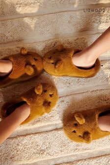 Liewood Aviaja Christmas Reindeer Brown Slippers (AU9898) | $53