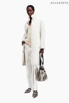 AllSaints White Serra Shearling 100% Cotton Coat (AV1249) | $2,226