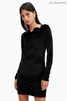 AllSaints Black Regina Velvet Dress (AV1304) | $272