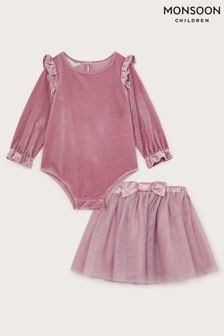 Monsoon Pink Baby Velour Romper and Tutu Set (AV1404) | €51 - €53