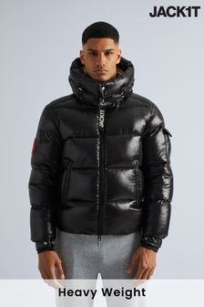 JACK1T EZ Slick Puffer Hooded Black Jacket (AV1423) | $591