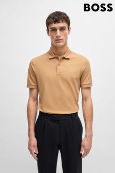 BOSS Natural Pallas Embroidered Logo Cotton Polo Shirt (AV1806) | $170