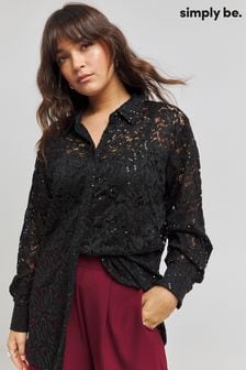 Simply Be Black Sequin Lace Shirt (AV2335) | $72