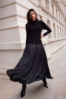 Next black velvet pleated skirt online
