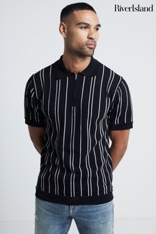 River Island Slim Fit Knit Stripe Polo Shirt (AV4498) | ‏176 ‏₪