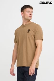 Blend Brown 100% Cotton T-Shirt with Chest Embroidery (AV5913) | $26