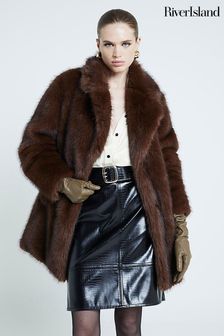 River Island Brown Faux Fur Jacket (AV6183) | SGD 172