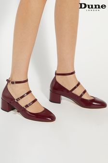 Dune London Red Approach Triple Strap Maryjane Low Court Heels (AV6395) | 570 zł