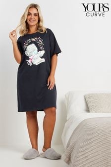 Yours Curve Navy Blue Tatty Teddy Cosy Days Sleep 100% Cotton T-Shirt Nightdress (AV6839) | $45