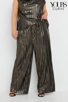 Yours Curve Gold Limited Pleated Trousers (AV6882) | $70