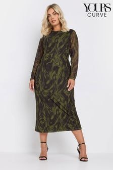 Yours Curve Green Limited Swirl Mesh Dress (AV7009) | $70